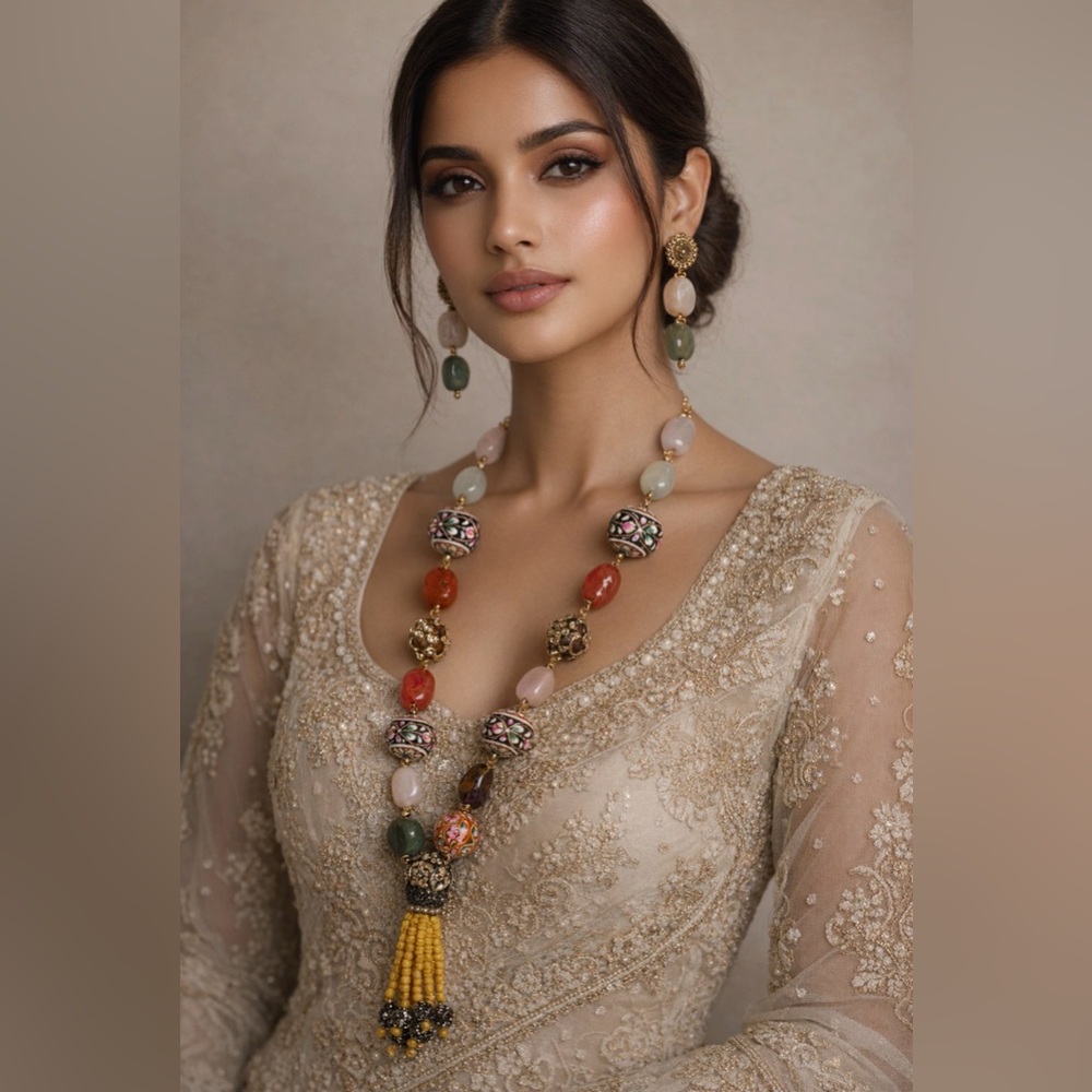 Colorful Beaded Necklace and Earring Set
